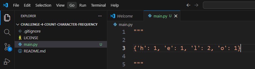 Python Challenge 4 Output Count Character Frequency